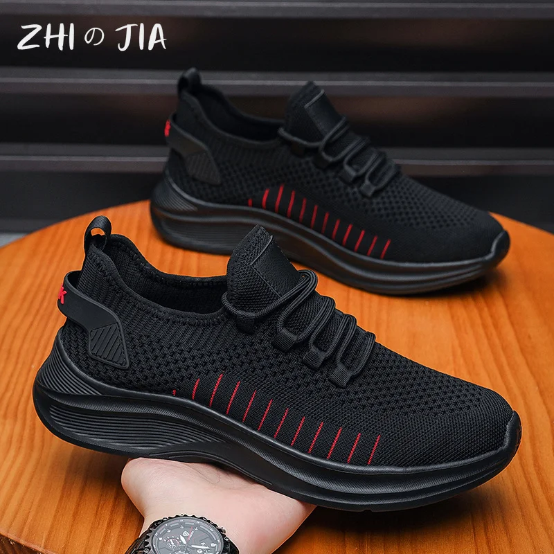Men's Oversized Lightweight Sneaker Knitted Mesh Breathability Running Trend Shoes Lightweight Soft and Comfortable Shoes 39-50