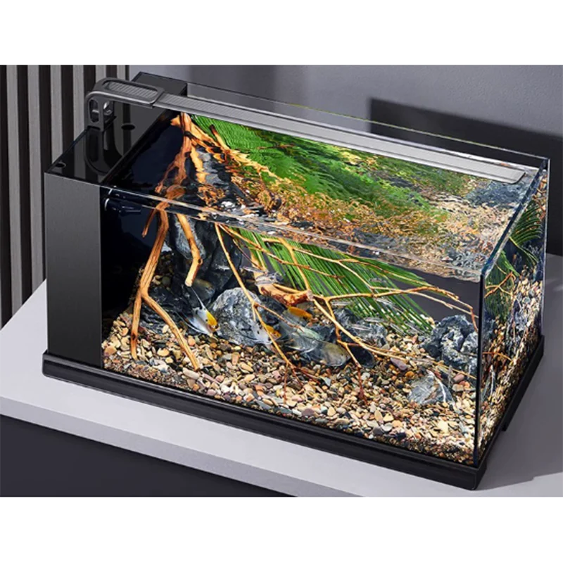 New Product Wholesale Fish and Turtle Tanks Water Plant Tanks Small Desktop Aquarium Fish Tank With Light Strip