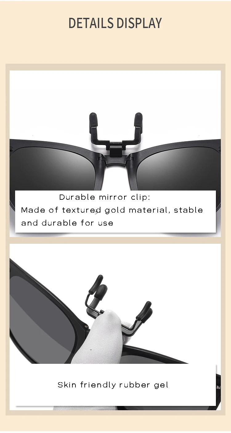 Faltbare tragbare Sonnenbrille clips polarisiert uv400 anti uva uvb übergroße quadratische hoch klappbare Sonnenbrille lentes de sol mujer – Detail 6
