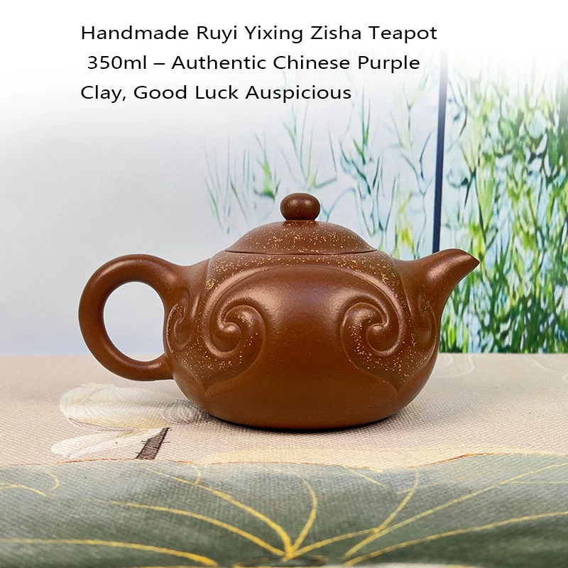 Authentic Yixing Zisha Teapot 350ml Crafted from Chinese Purple Clay Good Luck Auspicious Design Ideal for Tea Lovers And Collec