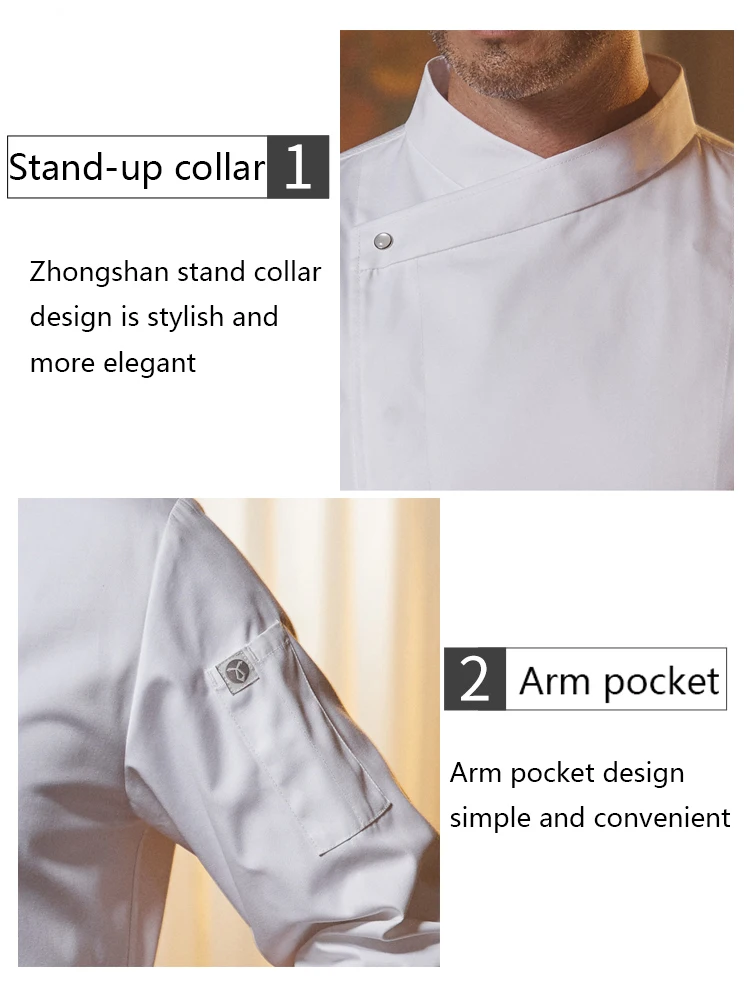 Long Sleeves Chef Uniform Kitchen Women\'s Work Clothes Hotel Jackets for Men Bakery Waiter Work Coat Cafe Breathable Shirt