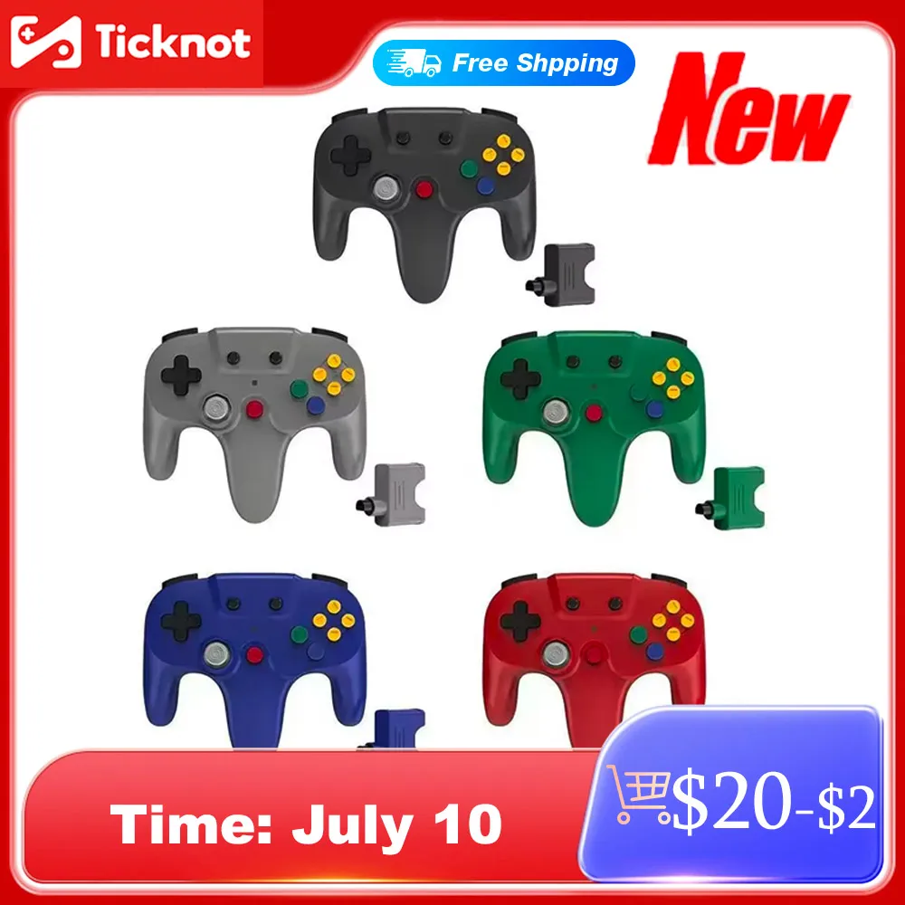 

2.4 GHz Wireless Controller For N64 Joystick Built-in Vibration Motor Turbo Mode Gamepad For N64 Console Gaming Accessories