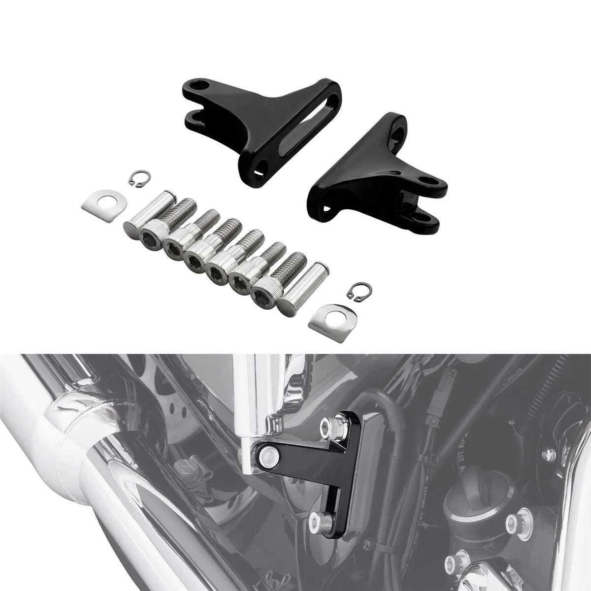 1Pair Black Footboard Mount Kit for Harley Electra Glide Classic FLHTC 93-Later Touring Rear Passenger Mini Foot Peg