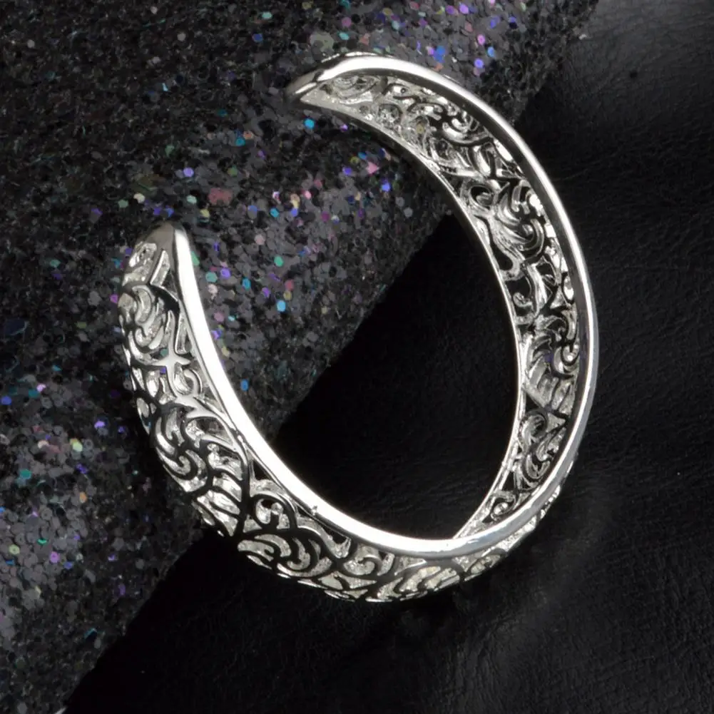 1Pc Cuff Bracelet Opening Exquisite Craftsmanship 925 Silver Bracelet Hollow Silver Color Carved Pattern Retro Bangle for Party