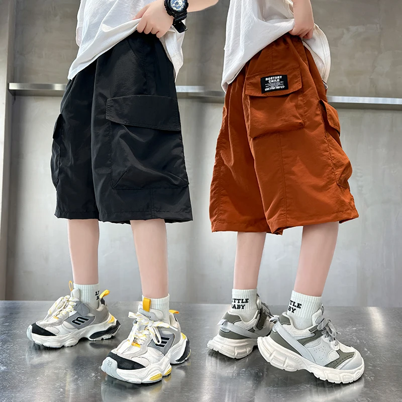 2026 New Arrival Casual Teen Boy Cargo Shorts With Multi Pockets Age 5 6 7 8 9 10 11 12 13 14 Y Kids Child Summer Cotton Shorts