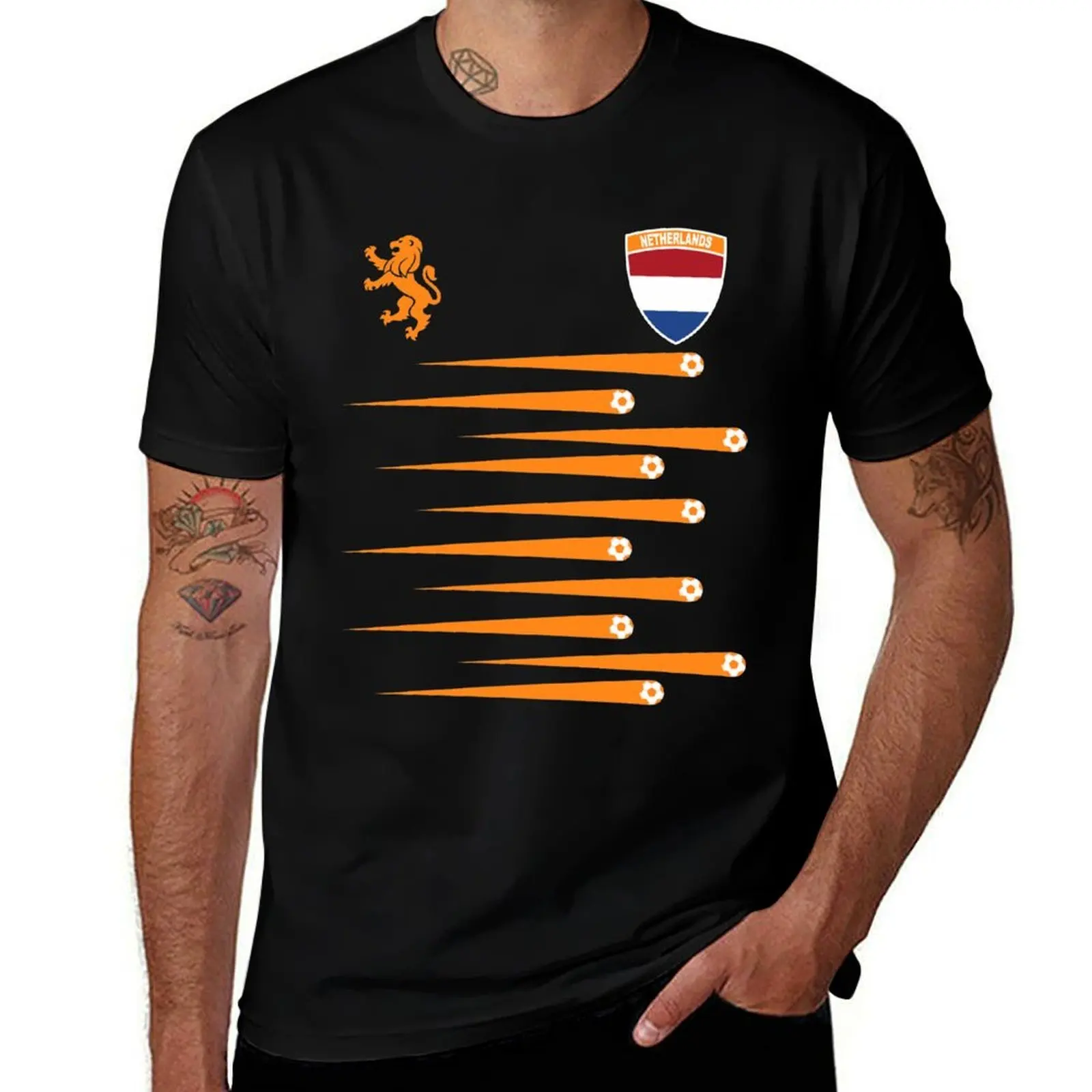 Netherlands soccer ball football design Nederland Flag T-Shirt Outdoor Activity Sports T-Shirt