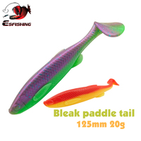 ESFISHING New Soft Lure Shad fishing bait Bleak Paddle Tail 125mm 20g  4pcs Artificial Lure for Carp Fishing T Tail Jigging Lure