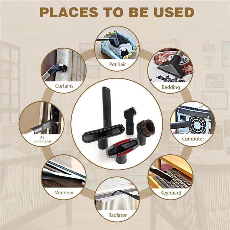 YCOC-12PCS Accessori per aspirapolvere universali 1-1/4In Accessori per aspirapolvere Spazzola Estensione Bacchetta Ugello Bocchetta per fessure Bagnato Asciutto