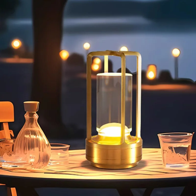 

Outdoor Camping Night Light, Metal Touch Desk Lamp, USB Rechargeable for Hotel/Bar Decor, Dimmable Mood Lighting