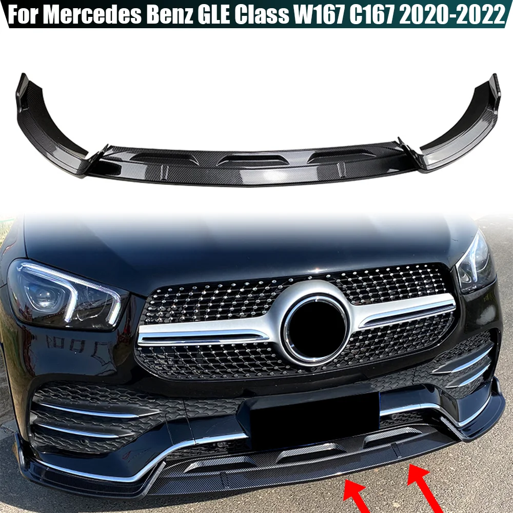 

3PCS Car Front Bumper Splitter Lip Spoiler Diffuser Guard Body Kit Cover For Mercedes Benz GLE Class W167 C167 2020 2021 2022