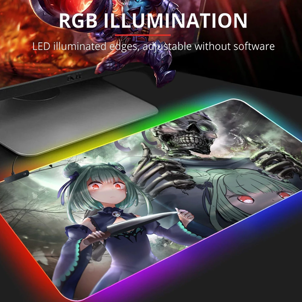 

Uruha Rushia Kawaii Mouse Pad Rgb Gaming Pc Hololive Cute Girl Anime Accessories Rug Extended Pad Table Mat Mousepad Company