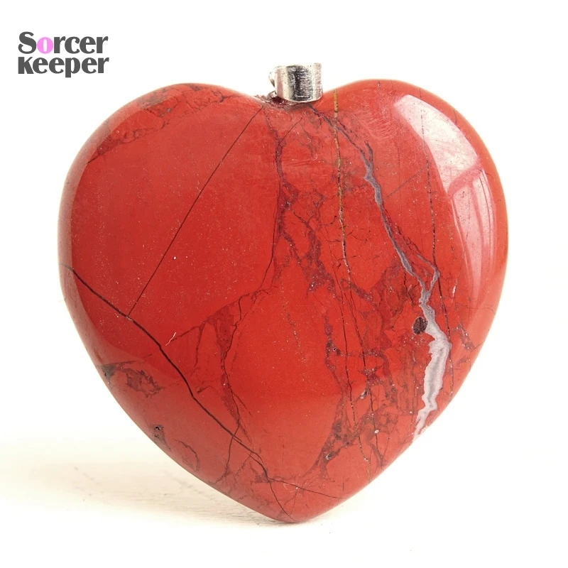 Fashion Women Man Heart Necklace Pendant Natural Red Jasper Agate Stone Pendant Slide Healing Crystals for Jewelry Making BR844