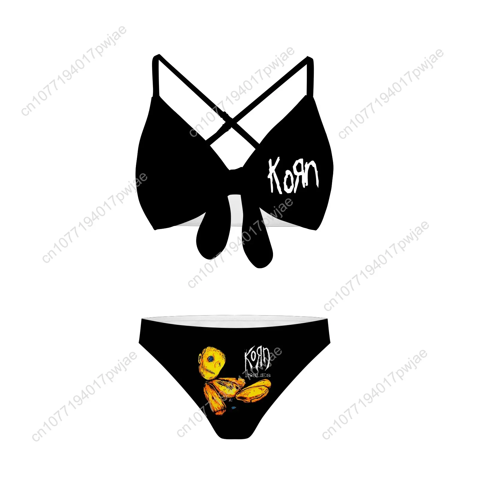 Korn Rock Band Bathing Suits Cross Strap Suspenders Swimsuits Womens Bikini Pool Party Beach Swimwear Customized Beachwear