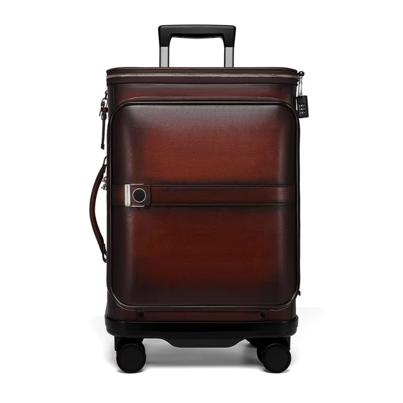 Custom Logo 20 Inch Cowhide Material Top Quality Business Travel Luxury Designer Cabin Luggage Set