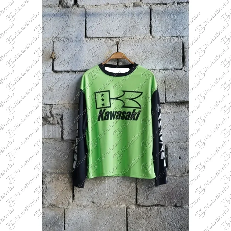 

Мужская футболка Kawasaki Motorcycle Racing Team с длинным рукавом, весенне-осенняя мужская футболка 2025 года, новый спортивный дышащий мужской топ