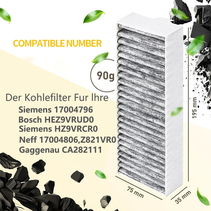 4pcs for Range Hood Roller Range Hood Activated Carbon Filter Filter, Suitable for Siemens HZ9VRCR0 Bosch HEZ9VRUD0 17004796