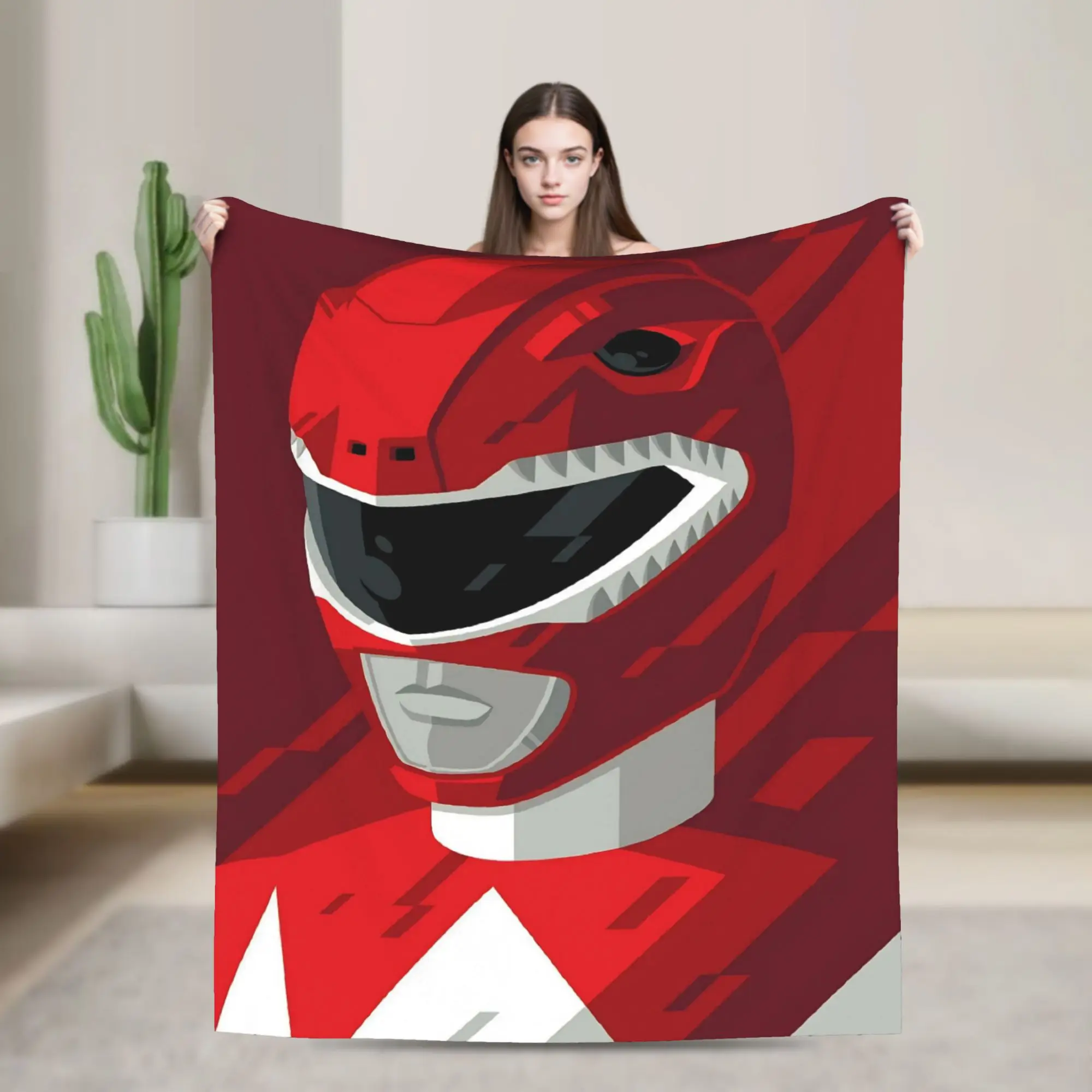 Red Ranger Blankets Power R-Ranger Fuzzy Funny Warm Throw Blankets for Home Restaurant All Season