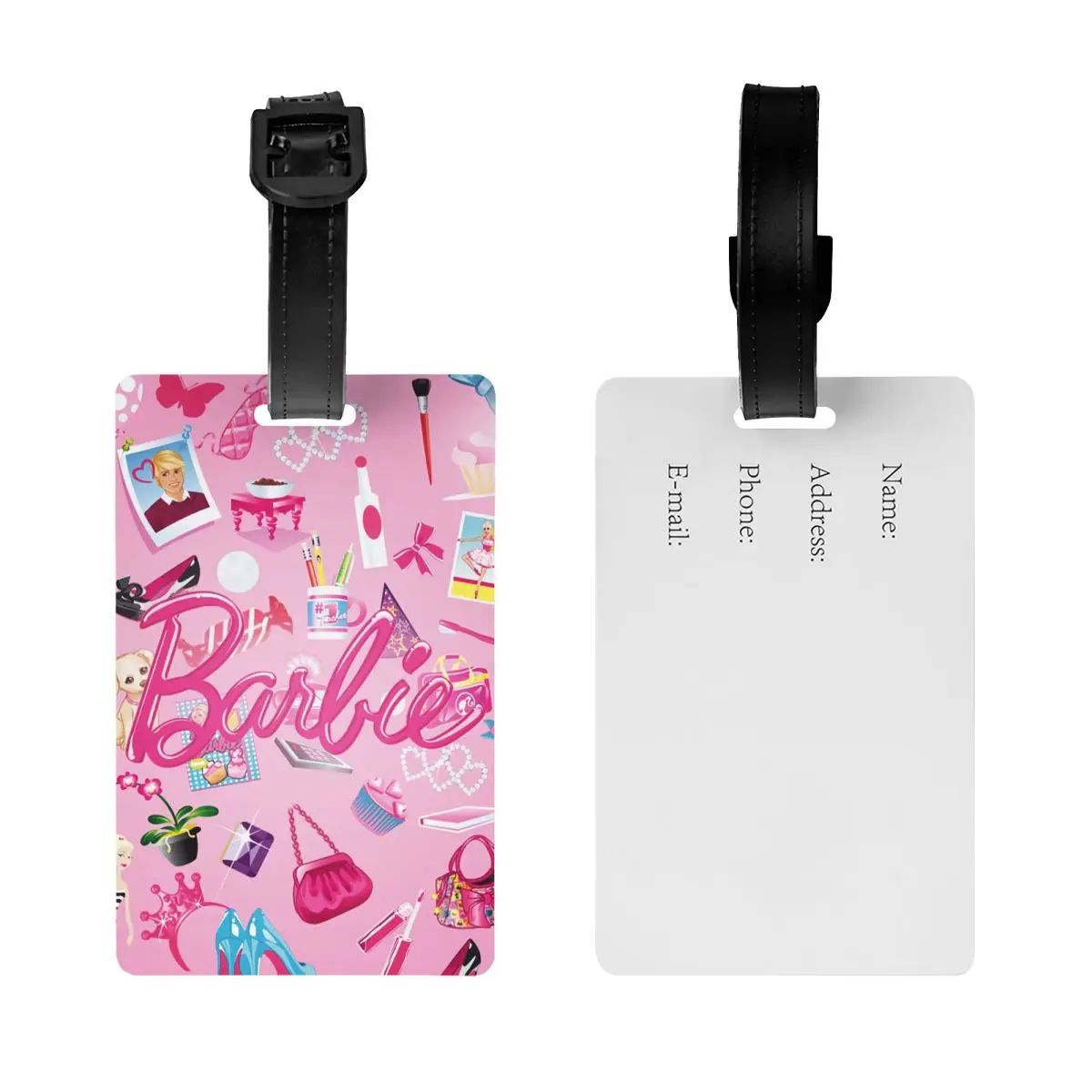 Custom Barbie Luggage Tag Privacy Protection Baggage Tags Travel Bag Labels Suitcase