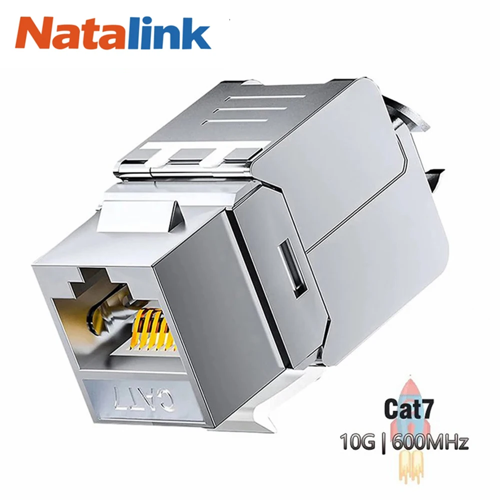 Natalinkシールドキーストーンジャック、亜鉛合金モジュール、工具なしタイプ、rj45、cat8、cat7、cat6a、stp、10個