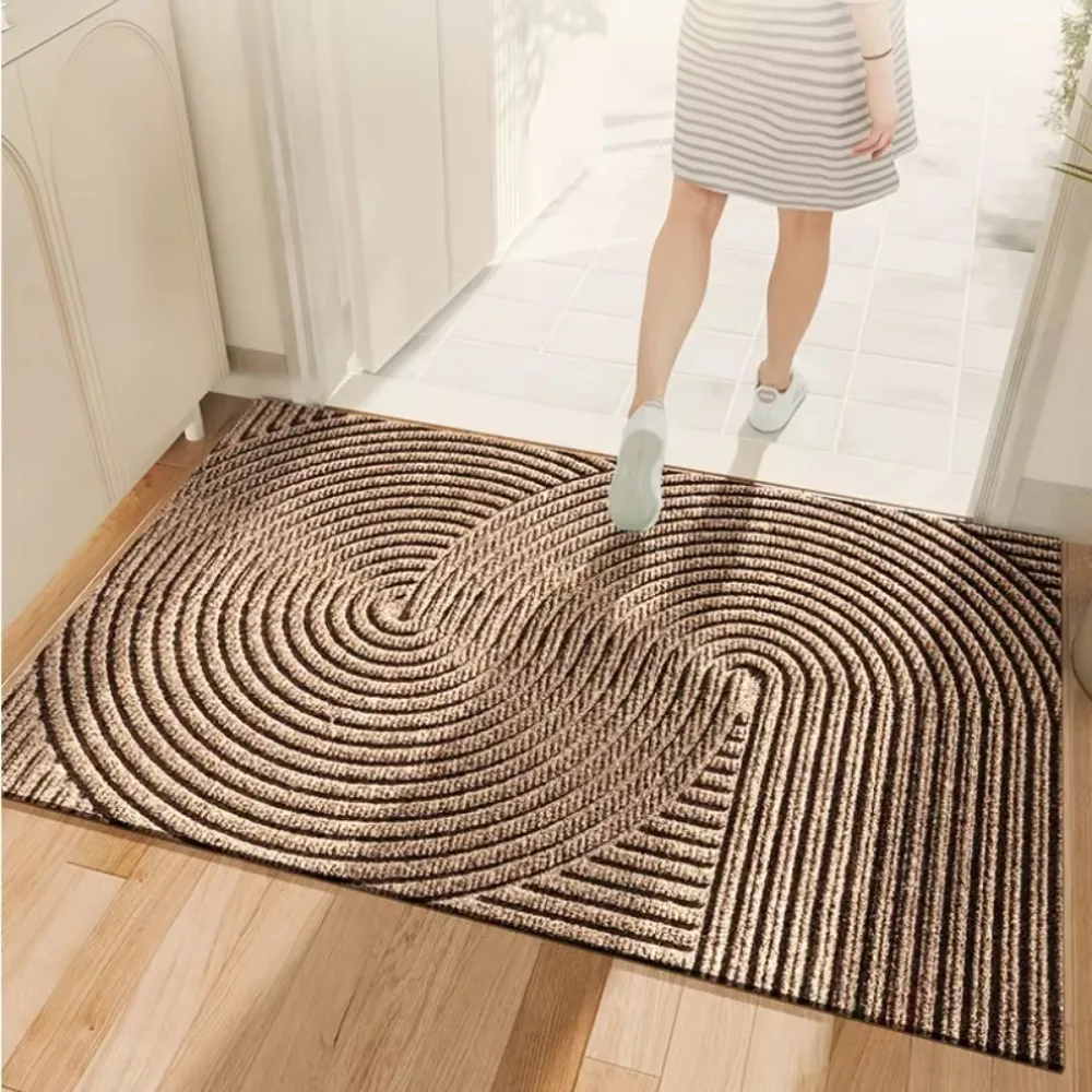 3D Groove Entrance Doormat Waterproof Geometric Wave Pattern Floor Mat Non-Slip Stain Resistant Welcome Door Mats Garden