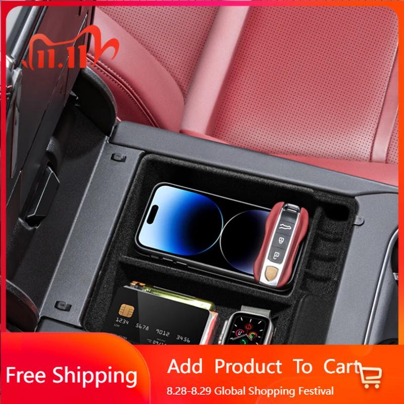 

Interior Stickers For Porsche Cayenne 2018 2019 2020 2021 2022 2023 Car Center Console Storage Box Tray Armrest Organizer Case A