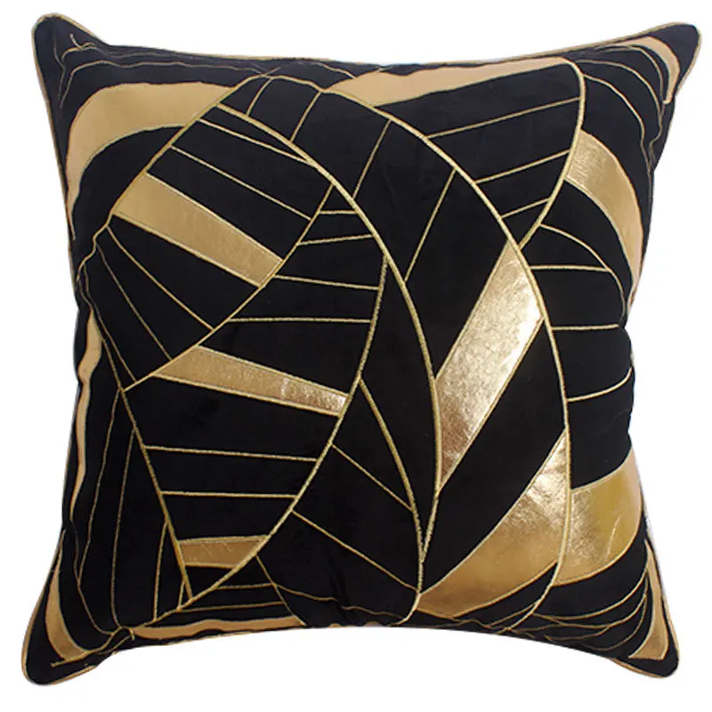 GUVINCI Black Gold Foil Geometric Splicing Throw Pillow Cover Modern Metropolitan Style Home Decor Cushion Case 50x50cm For Sofa