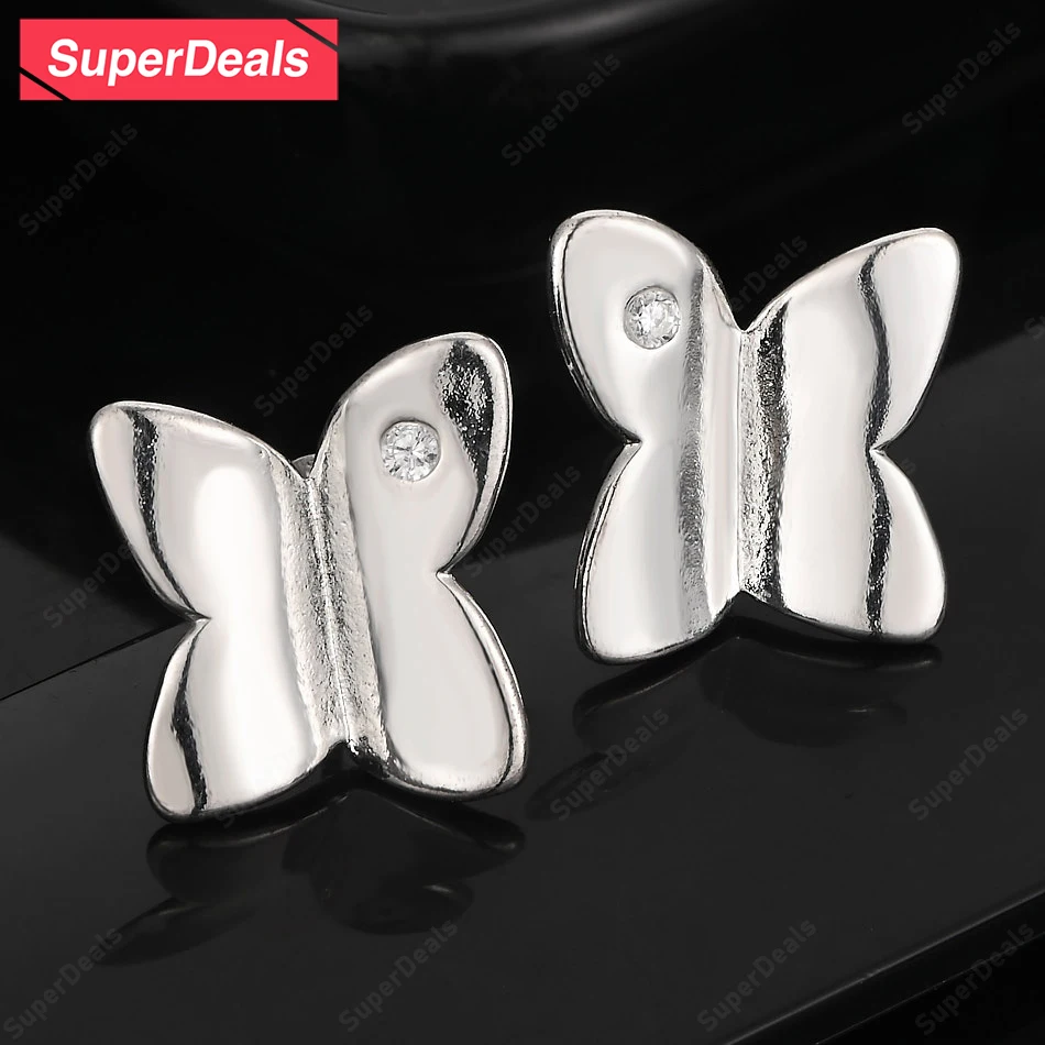 

SuperDeals Classic Zircon 925 Sterling Silver Pretty Butterfly Stud Earring Noble Luxury Jewelry Gift Women Charm Wedding Party