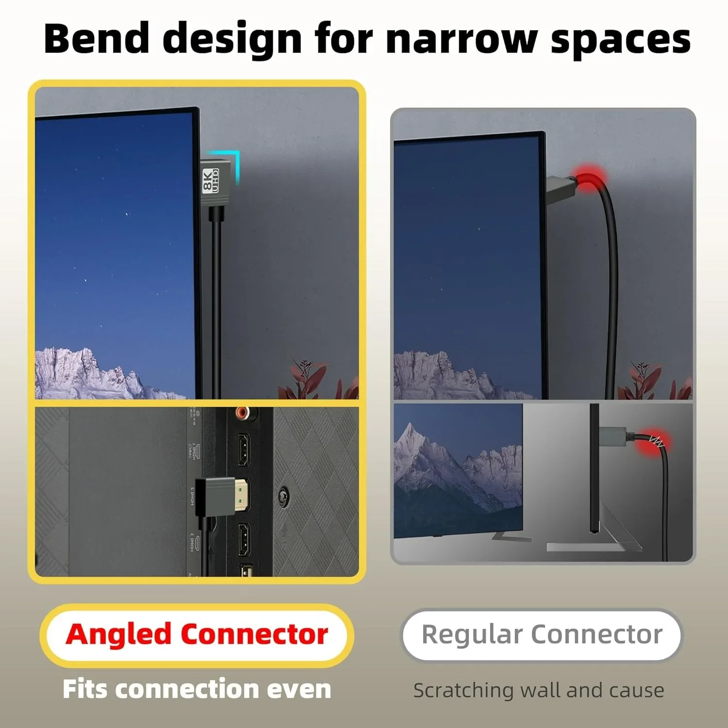 كابل 8K UHD عالي السرعة متوافق مع HDMI سلك ملفوف صغير/مايكرو HDMI متوافق مع HDTV والكمبيوتر المحمول وكاميرا PS4 وشاشة عرض DV