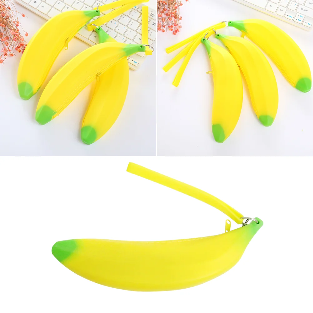 1PC Silicone Banana Pencil Case Stationery Storage Pouch Pen Bag for Girls Boys School Office Supplies