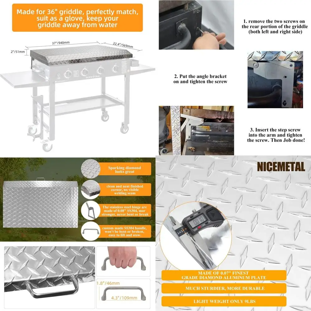 

Enhanced 36 Aluminum Hinged Griddle Cover for Blackstone, Easy Flip, Weatherproof, Low Maintenance