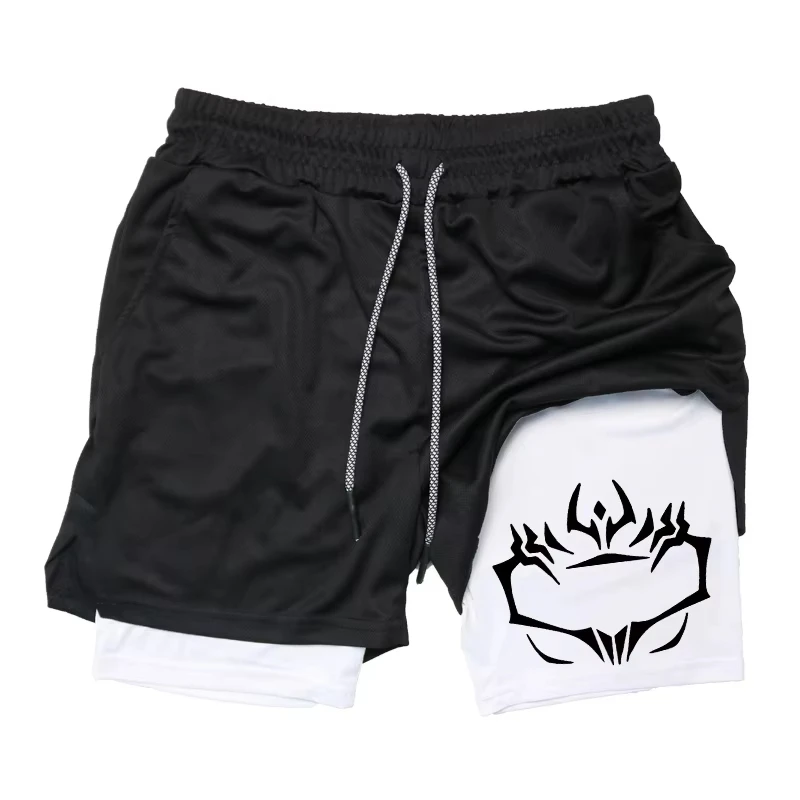 Men's 2-in-1 Athletic Shorts, High-Performance Printed Style for Gym Workouts & Running RL10012