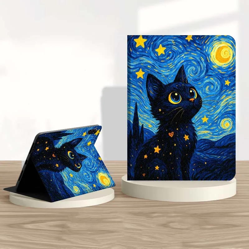 Anime Oil Painting Cat Cute Tablet Case For Honor Tab Pad 6 7 8 9 X8 V7 V8 X9 13 X8a X9a Pro 10 Magic GT GT2 10.1 13.3 Inch