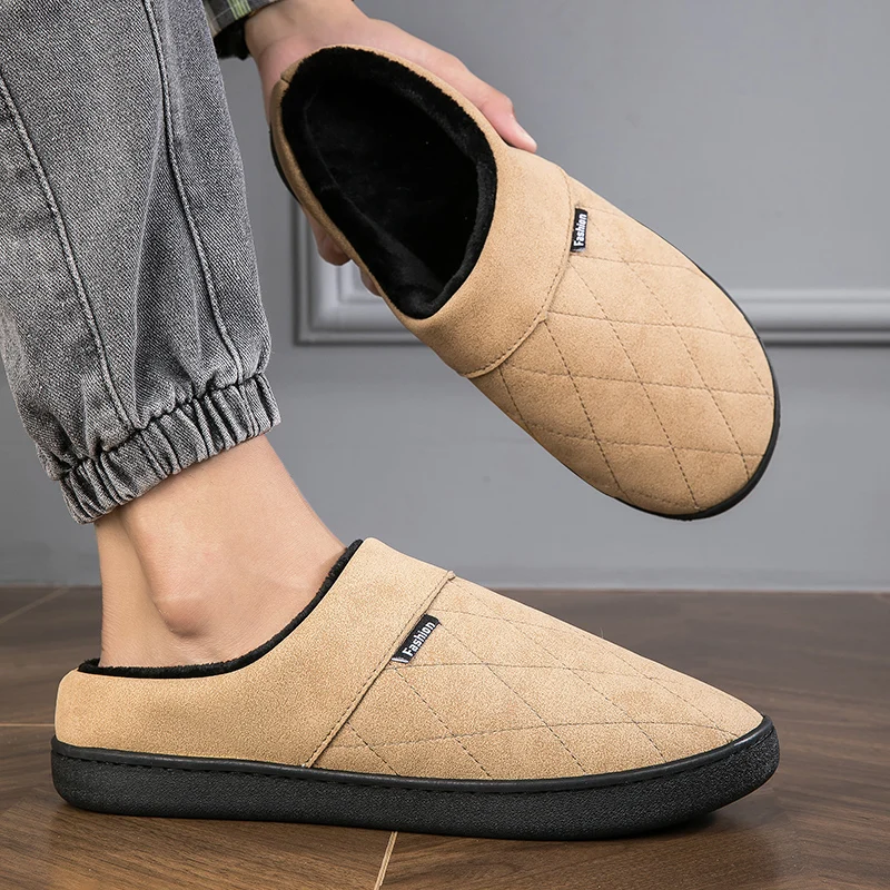 

Autumn and Winter Solid and Multi-color Options Simple Design High-quality Fleece Warm Flat Lightweight Cotton Slippers