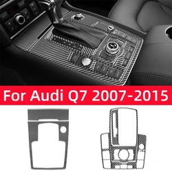 For Audi Q7 2007-2015 Car Accessories Carbon Fiber Interior Auto Gear Shift Control Panel Decoration Sticker Cover Trim Frame