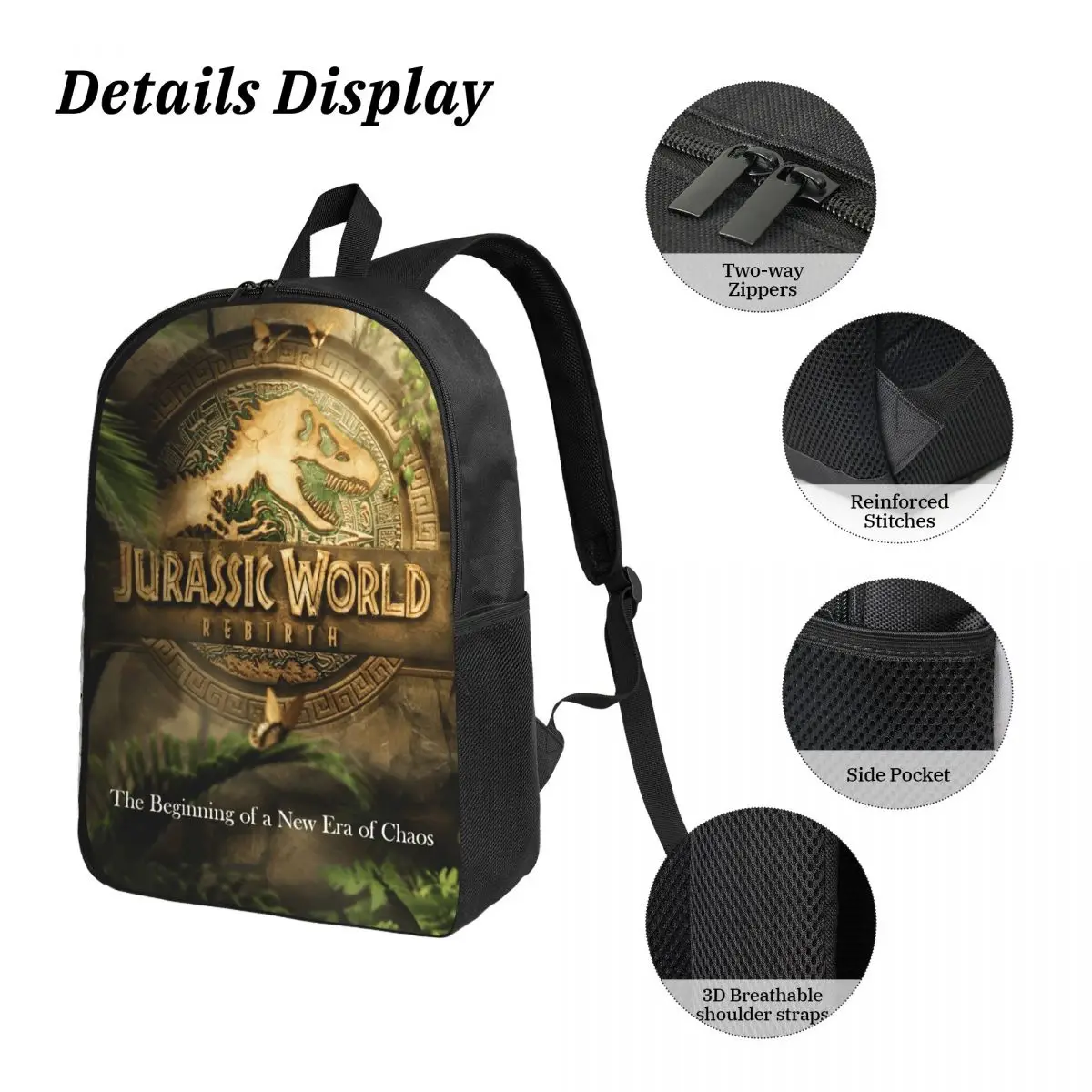 3Pcs Jurassic World Backpack Set for Girls Boys Pen Bags Bookbag Sets with Lunch Box For School Students Knapsack