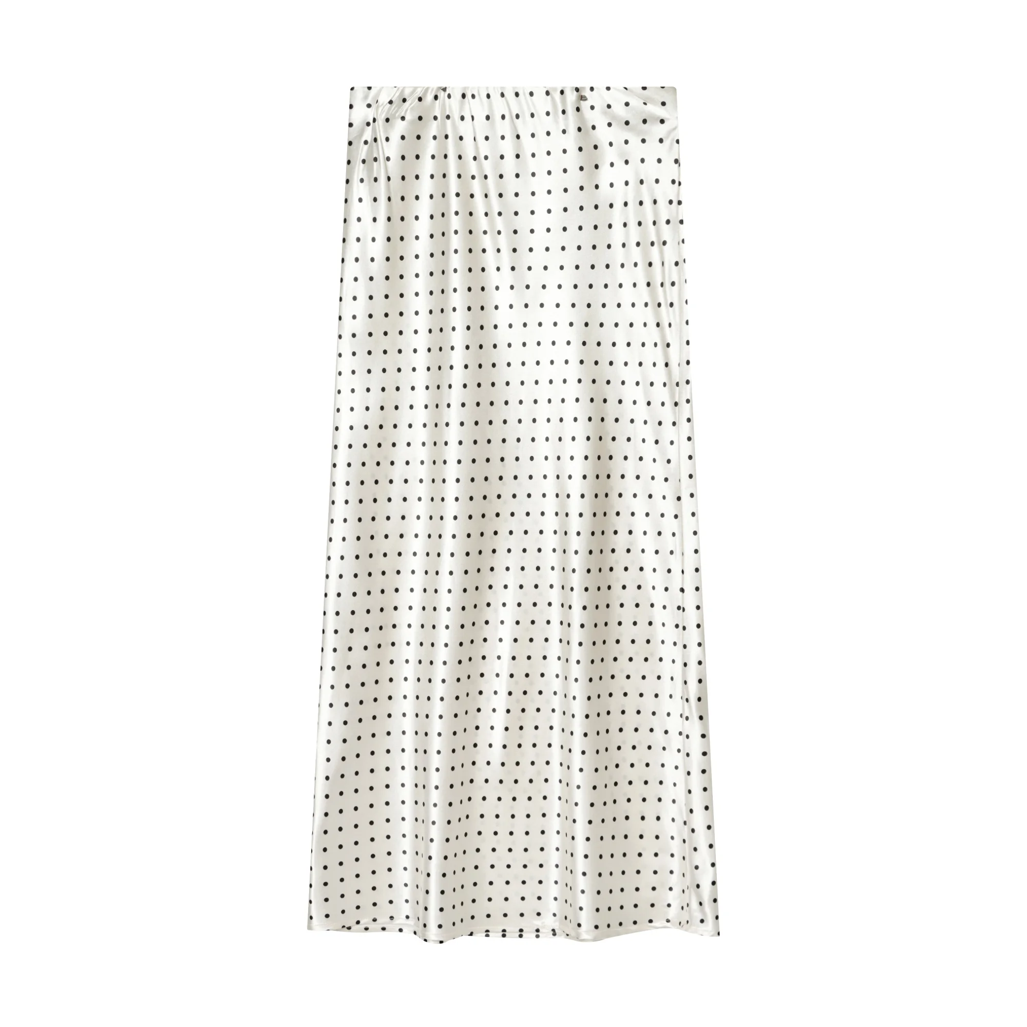 Eleganter Gepunkteter Satin-Midirock für Damen Hochgeschnittener Schicker Streetwear Sommer Neue Mode Damen Elastischer Hochbund-Rock – Detail 8
