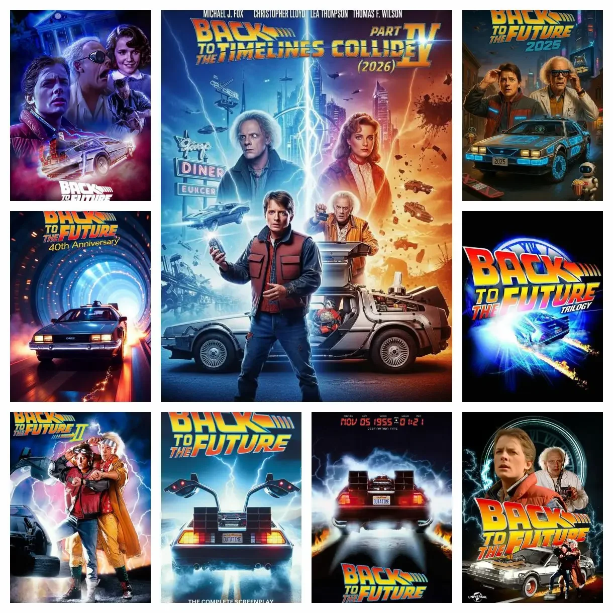 2026 New Cool Film Back To The F-Future 5D DIY Full Square Diamond Painting Home Living Room Bedroom Bar Aesthetic Decoration
