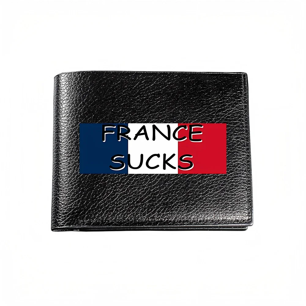 France Sucks Flag Design Men's Wallet Card Holder Casual Business Fashion Print Accessory