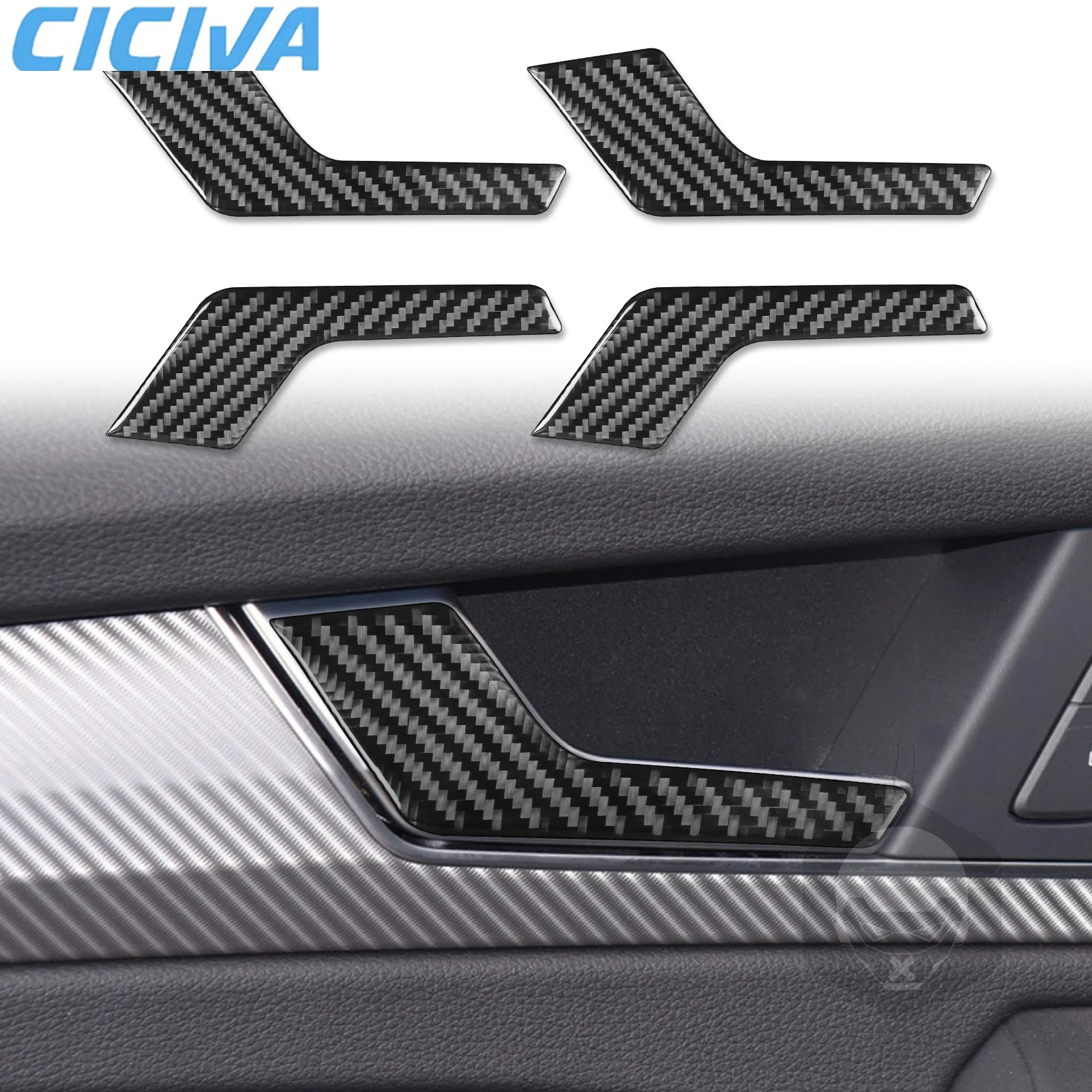 For Audi Q5L 2018 2019 2020 2021-2024 Carbon Fiber Accessories Door Puller Door Handle Panel Car Cover Tuning Sticker Auto Trims