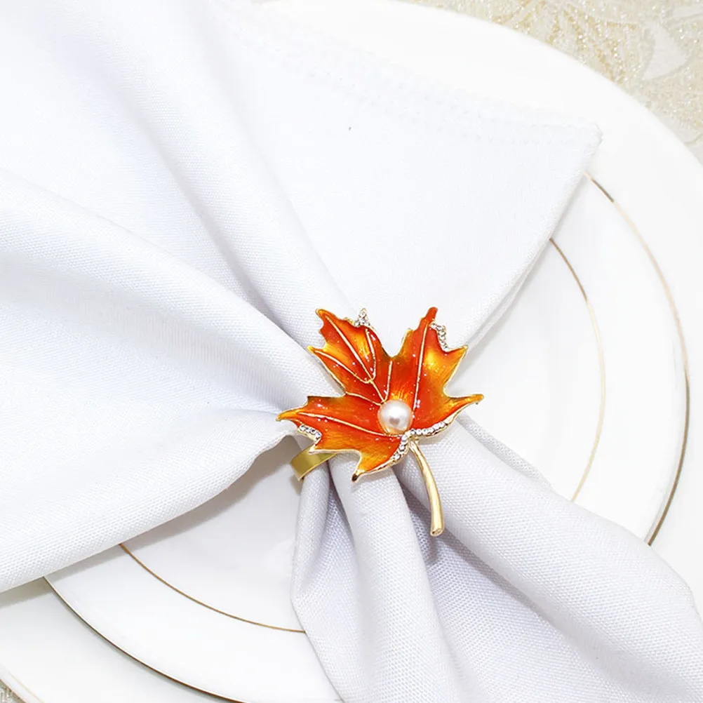 4Pcs Napkin Rings Fall Maple Leaves Metal Dining Table Decoration Thanksgiving Harvest Party Napkin Holders Reusable Sturdy