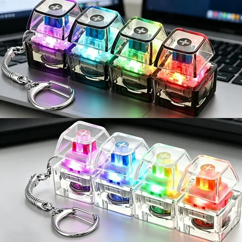 Multi-Style LED Light-Up Keycap Keychain Clicker Fidget Toy Stress Relief Portable Desk Accessory for Kids Adults