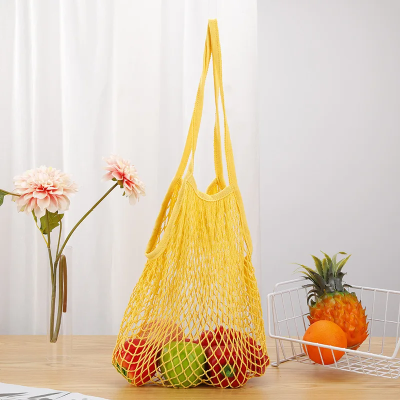 Portable Eco-friendly Mesh Bag Versatile Cotton Woven Mesh Large Capacity Openwork Shopping Bag