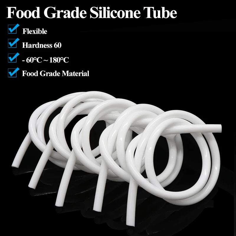 1/5/10M White Food Grade Silicone Rubber Hose ID 0.5 1 2 3 4 5 6 7 8 9 10 12 14 16 18 20 25 mm Flexible Nontoxic Silicone Tube