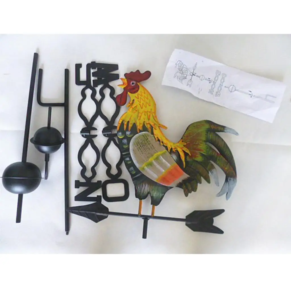 Vane Vintage Rooster-47'' Cast Iron Rooster Garden Weathervane Wind Speed Spinner Direction Indicator Ornament