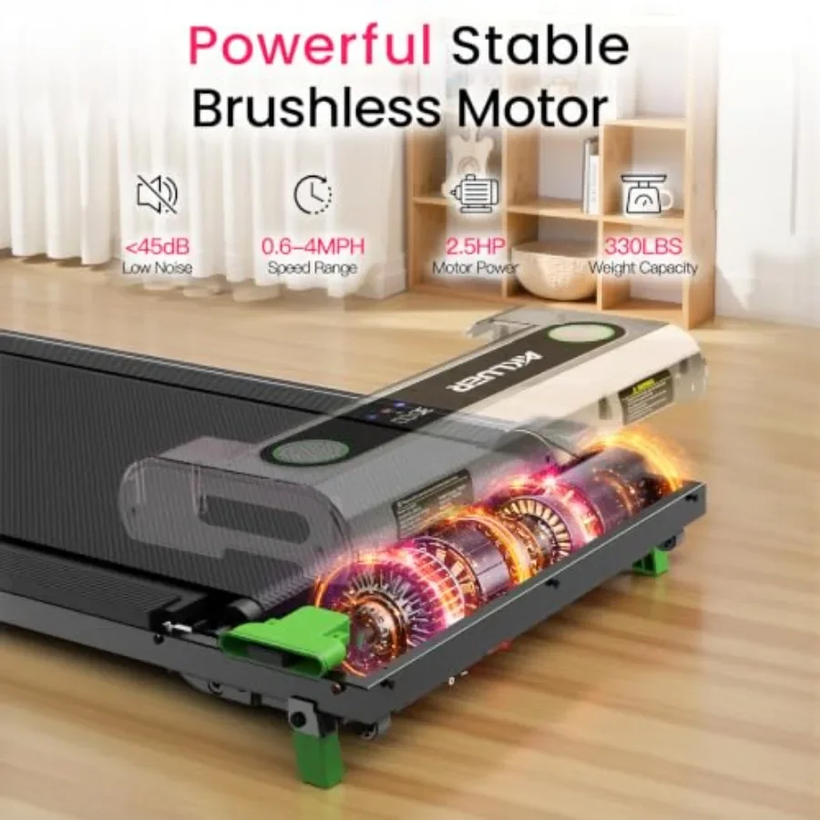 Walking Pad with Incline Under Desk Treadmill for Home Office: Foldable Steel Frame, Black, Quiet Motor 3.7mph Speed