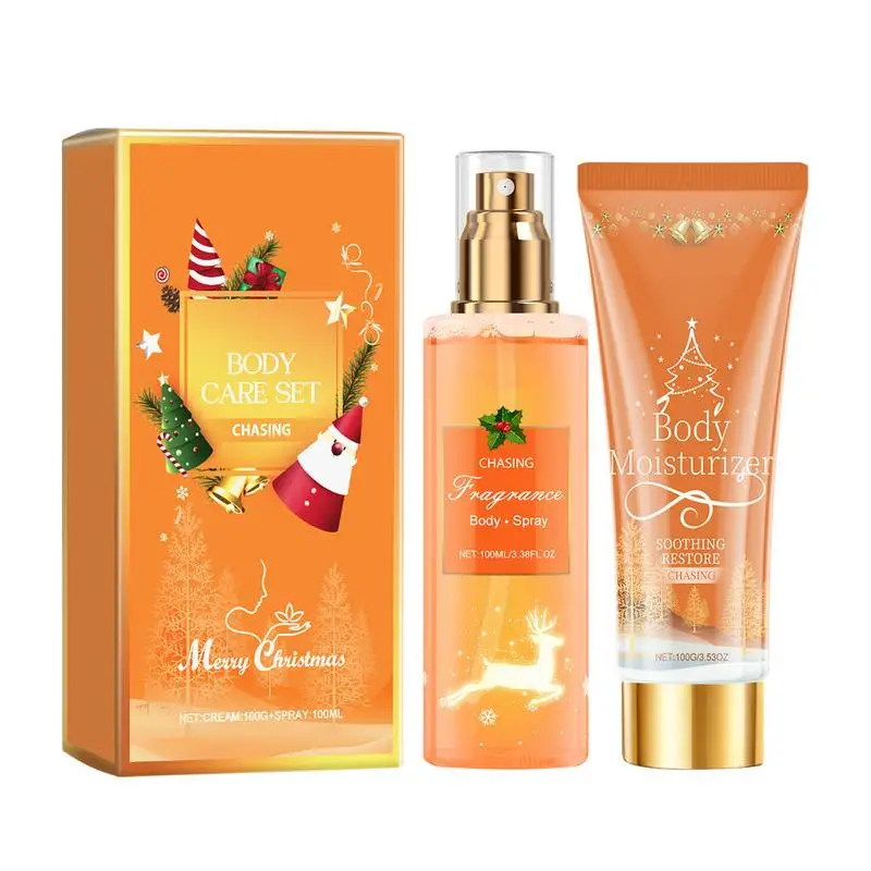 2pcs Long Lasting Fragrance Moisturizing Body Cream Christmas Women\'s Body Lotion Plant Fruit Scent Fragrance Body Mist 100ml