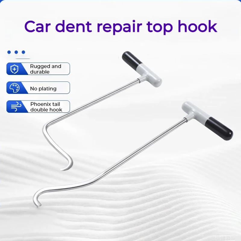 

2 шт., инструмент для ремонта вмятин кузова автомобиля, лом из легированной стали, ремонтник, крючок специальной формы, инструмент для ремонта града, противоскользящая ручка
