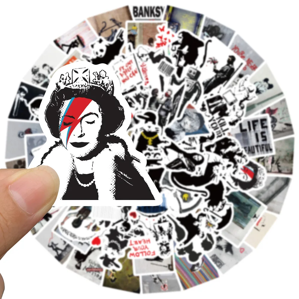 67PCS Banksy Art Graffiti Vinyl Stickers Decals for Water Bottle Laptop Skateboard Scrapbook Luggage Kids Toy