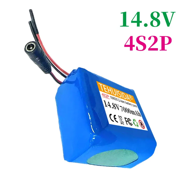 4S2P 14.8V 7000mAh 배터리 팩. 리튬이온, 스피커 및 야간 낚시 조명 라디오 카메라 모니터 배터리, 14V, 16.8V, 2A, 18650