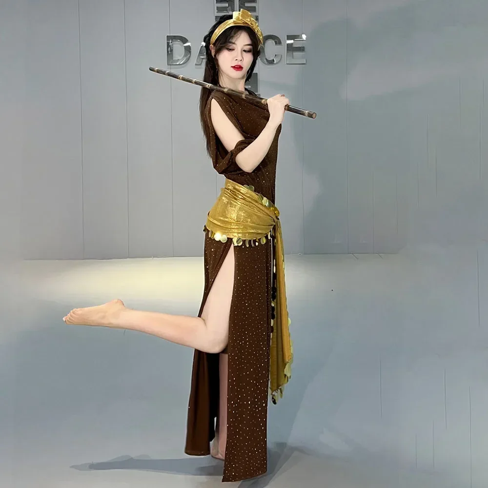 

Belly Dance Clothing 2024 New Baladi Practice Clothing Performance Dress Folk Robe Oriental Ethnic Indian Dance Clothing